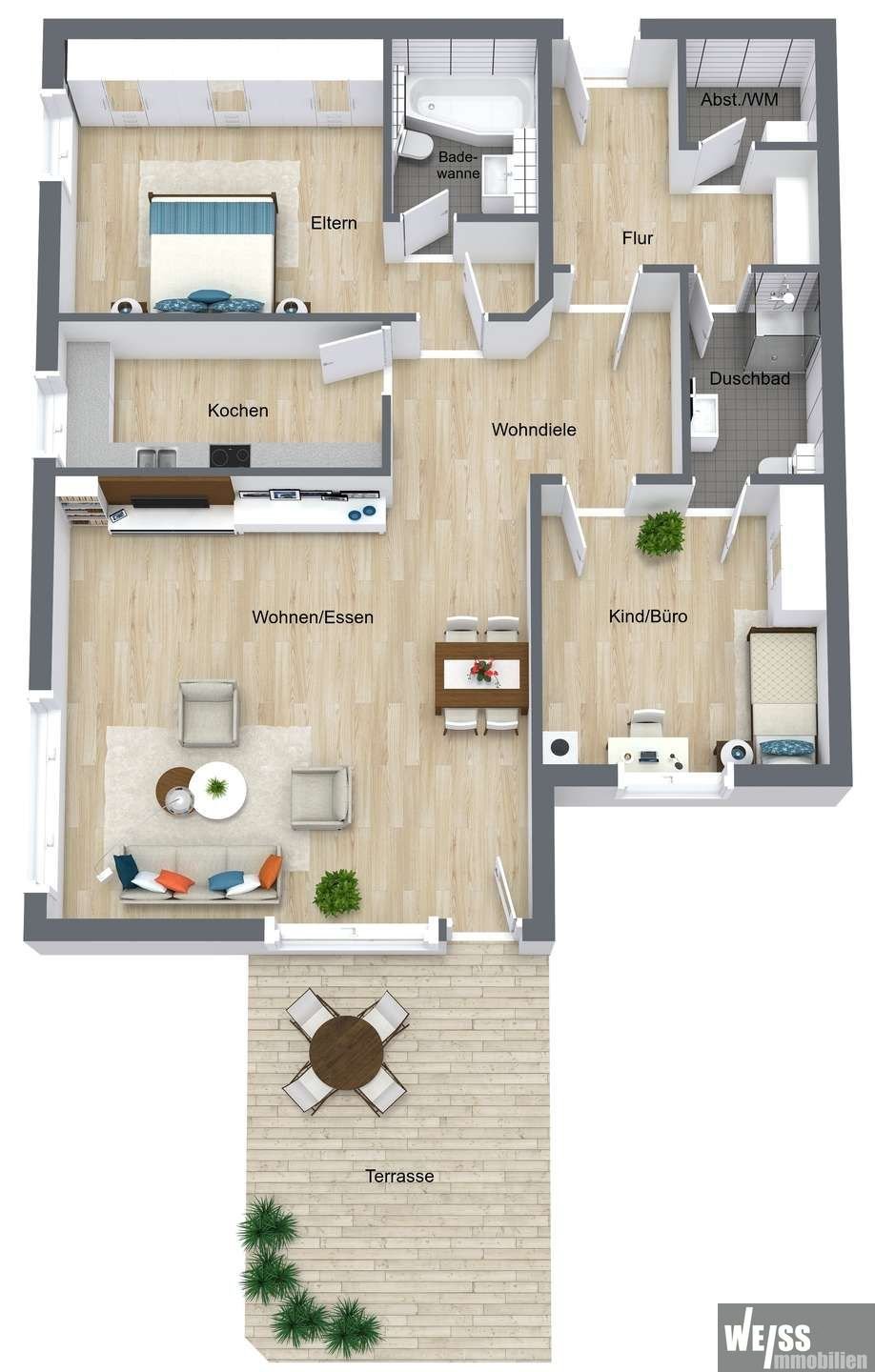 Wohnung zum Kauf 362.500 € 3 Zimmer 111 m²<br/>Wohnfläche 1.<br/>Geschoss Hauptstraße 82 Gerbrunn 97218