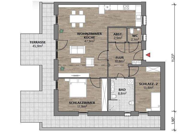 Wohnung zum Kauf - Erstbezug 530.567 € 3 Zimmer 126,9 m² 2. Geschoss Hartkirchen Pocking 94060