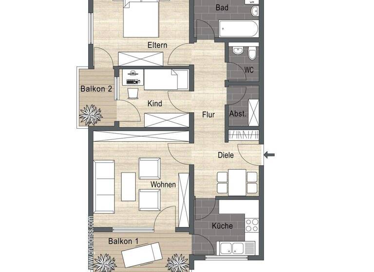 Wohnung zum Kauf 259.000 € 3,5 Zimmer 83 m² 2. Geschoss Gundelsheim 74831