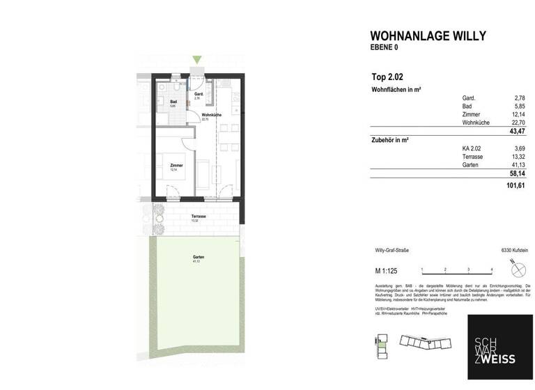 Wohnung zum Kauf - Erstbezug 369.000 € 2 Zimmer 43,5 m² EG Kufstein 6330