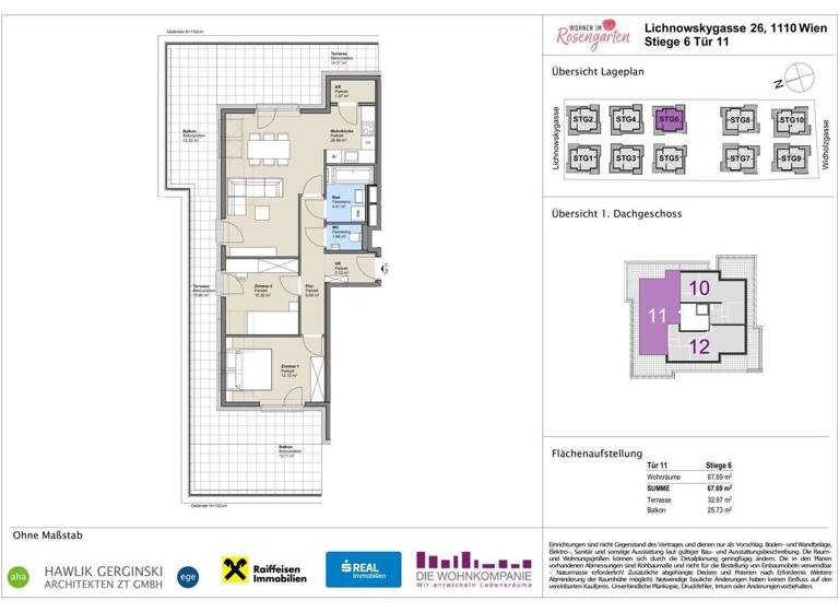 Wohnung zum Kauf - Erstbezug provisionsfrei 395.529 € 3 Zimmer 67,5 m² Lichnowskygasse 26 Wien 1110