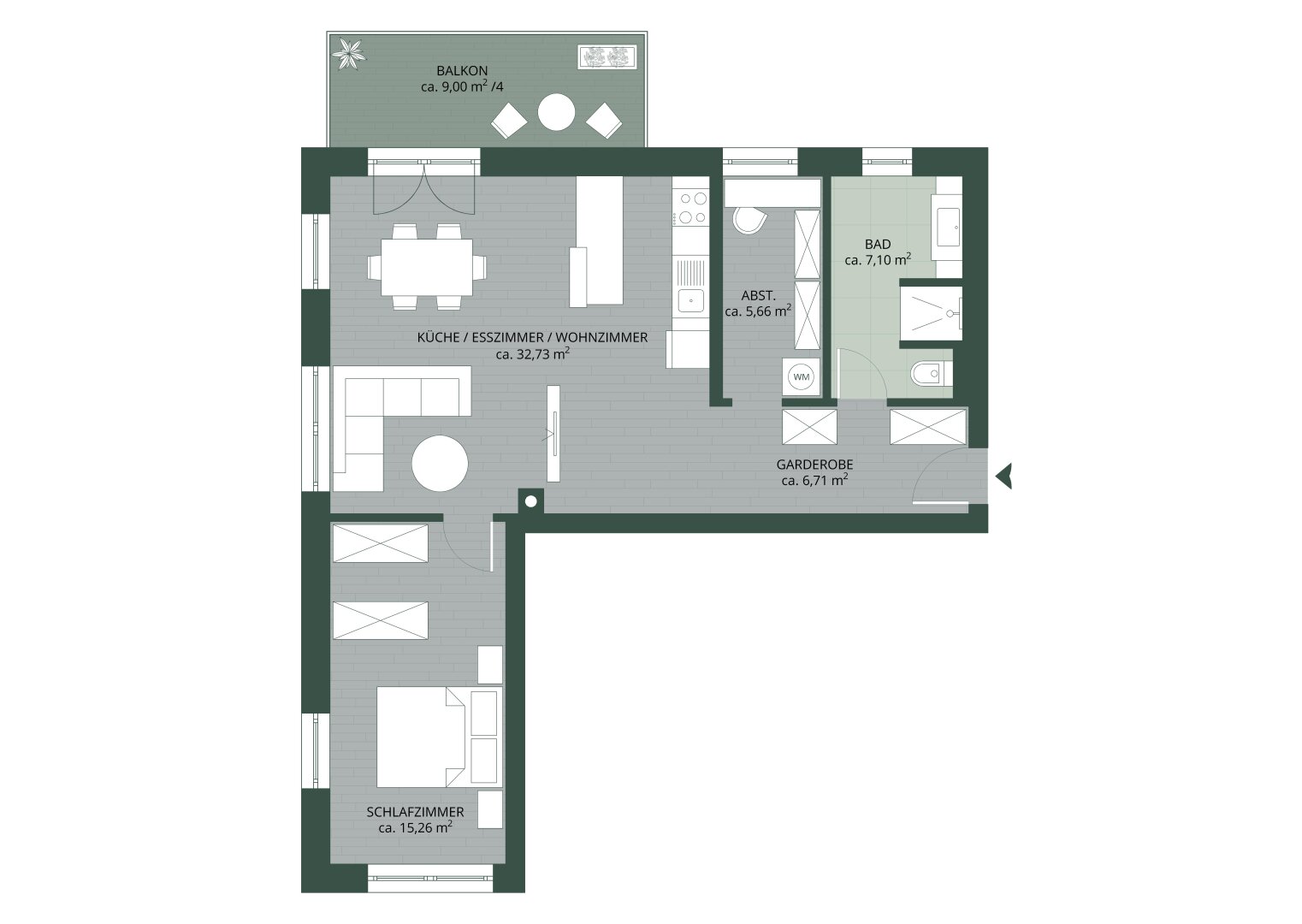 Wohnung zum Kauf provisionsfrei 435.000 € 2 Zimmer 67,5 m²<br/>Wohnfläche 1.<br/>Geschoss Bad Häring 6323