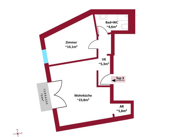 Wohnung zum Kauf - Erstbezug 249.000 € 2 Zimmer 49,4 m² 1. Geschoss Wien 1220