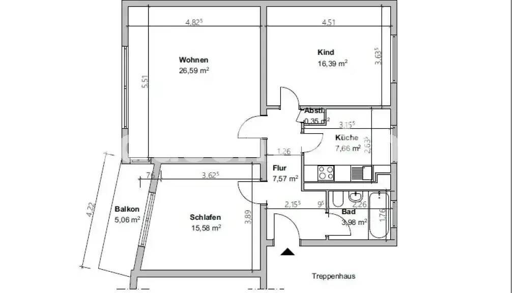 Wohnung zur Miete Tauschwohnung 800 € 3 Zimmer 80 m² 2. Geschoss Dellviertel Duisburg 47057