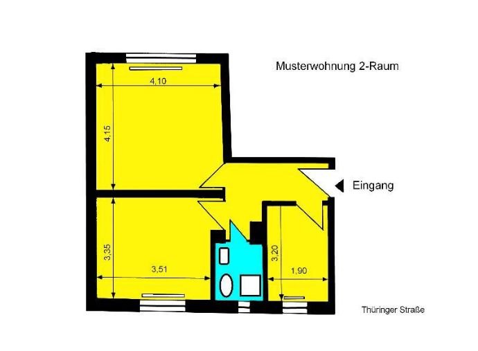 Wohnung zur Miete 273 € 2 Zimmer 42 m²<br/>Wohnfläche Thüringer Straße 5 Forst-Stadt Forst (Lausitz) 03149