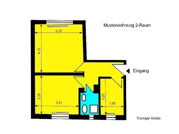 Wohnung zur Miete 273 € 2 Zimmer 42 m² Thüringer Straße 5 Forst-Stadt Forst (Lausitz) 03149