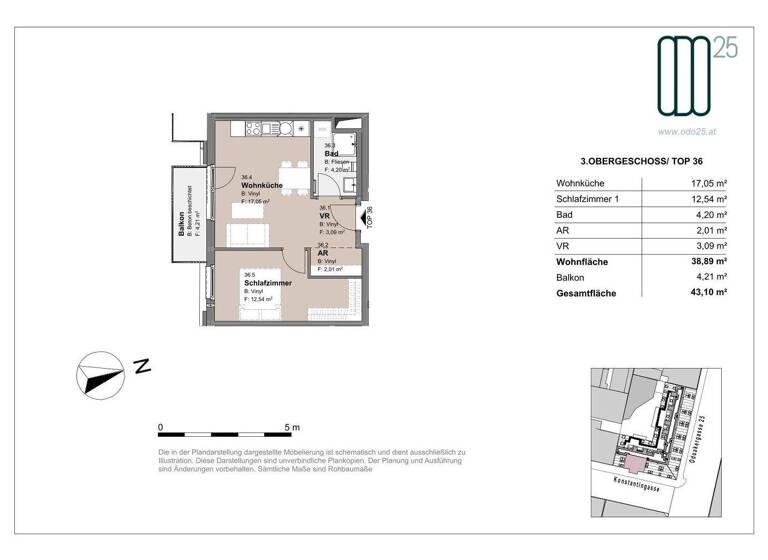 Wohnung zur Miete - Erstbezug 764 € 2 Zimmer 38,9 m² 3. Geschoss frei ab 01.07.2026 Odoakergasse 25 Wien 1160