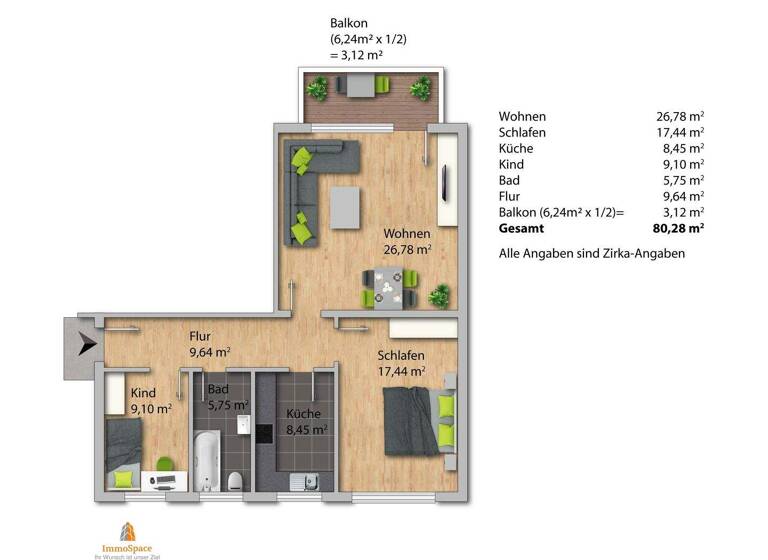 Wohnung zum Kauf 299.000 € 3 Zimmer 82,6 m² 1. Geschoss Kissing 86438
