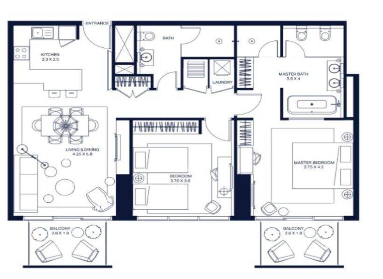 Wohnung zum Kauf - Erstbezug provisionsfrei 661.398 € 3 Zimmer 117,2 m² Marasi Drive Dubai