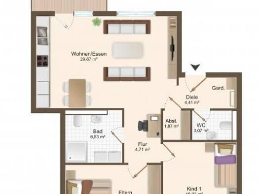 Wohnung zur Miete 760 € 3 Zimmer 85 m² 1. Geschoss Rastatt Rastatt 76437