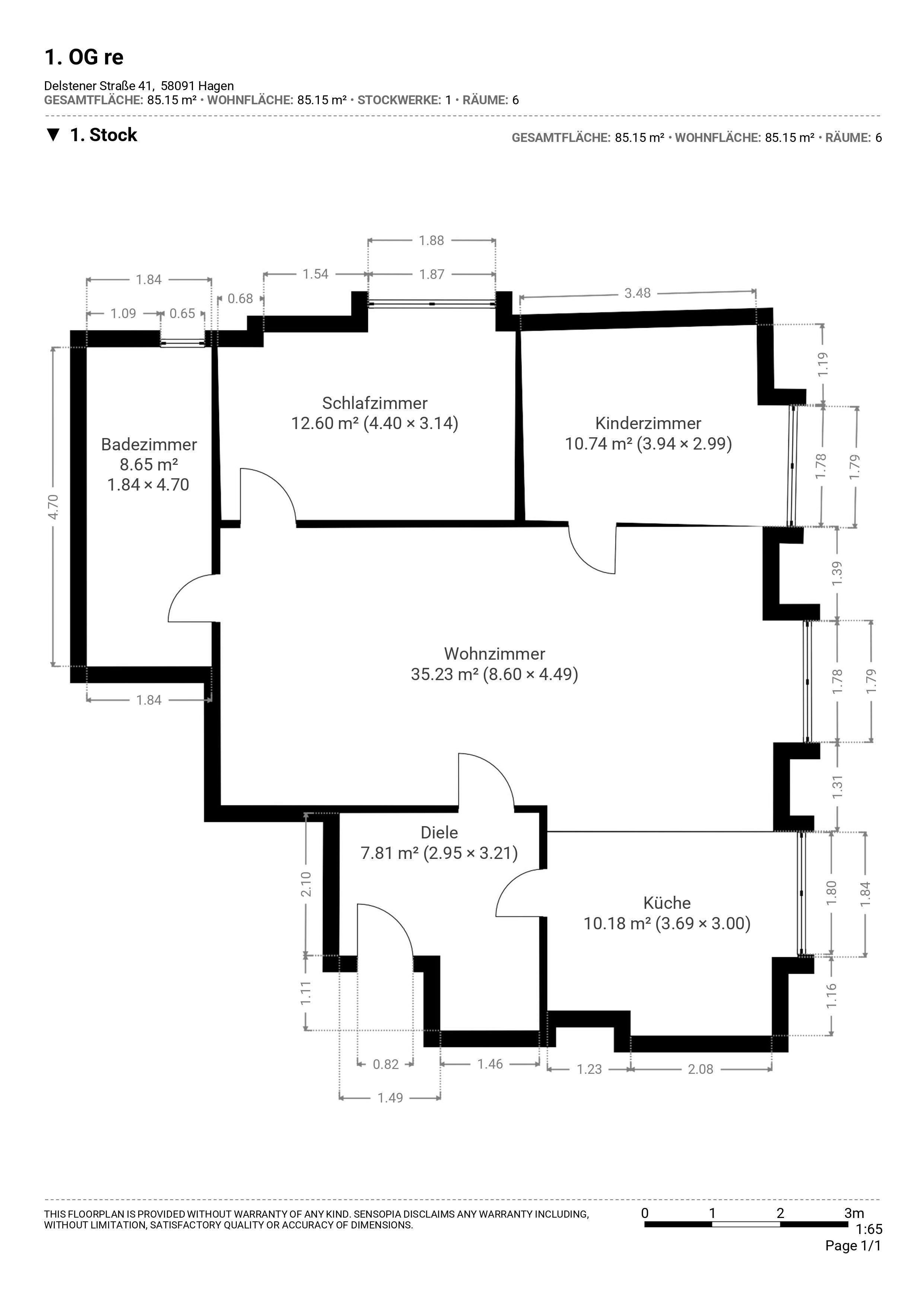 Wohnung zur Miete 499 € 3 Zimmer 85 m²<br/>Wohnfläche 1.<br/>Geschoss ab sofort<br/>Verfügbarkeit Delsterner Straße 41 Delstern Hagen 58091