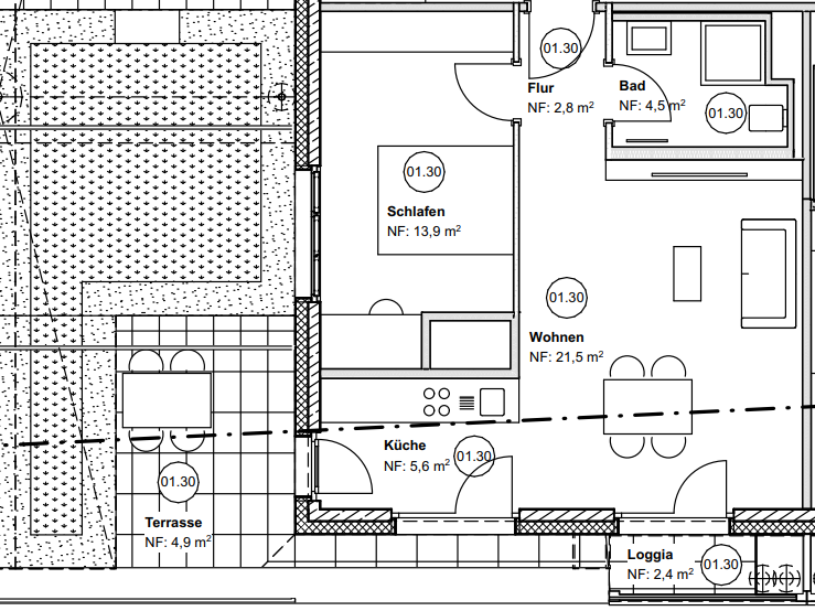 Penthouse zur Miete 1.310 € 2 Zimmer 56 m²<br/>Wohnfläche 4.<br/>Geschoss 01.03.2025<br/>Verfügbarkeit Fellbach - Kernstadt Fellbach 70734