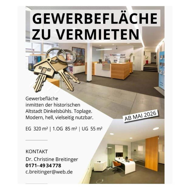 Bürofläche zur Miete provisionsfrei 460 m² Bürofläche Segringerstrasse 11 Dinkelsbühl Dinkelsbühl 91550