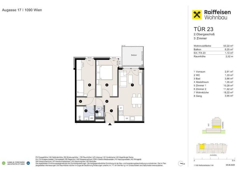 Terrassenwohnung zum Kauf - Erstbezug provisionsfrei 509.000 € 3 Zimmer 53,2 m² 2. Geschoss Augasse Wien,Alsergrund 1090