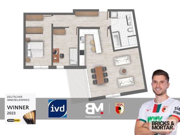 Wohnung zum Kauf - Erstbezug provisionsfrei 805.000 € 3 Zimmer 99 m² 1. Geschoss Innenstadt Innenstadt 86153