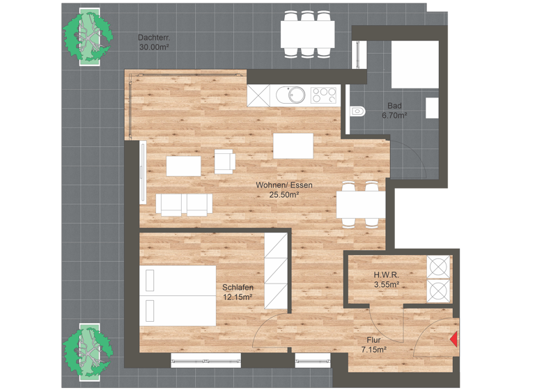 Penthouse zum Kauf - Erstbezug provisionsfrei 278.000 € 2 Zimmer 70,1 m² 2. Geschoss frei ab sofort Haßkampstraße 21 Bünde 32257