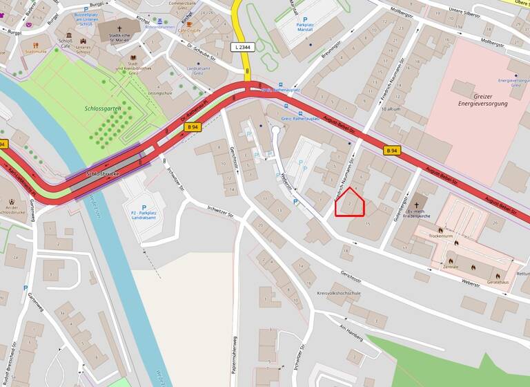 Büro zur Miete provisionsfrei 702 € 8 Zimmer Friedrich-Naumann-Straße 2 Greiz 07973