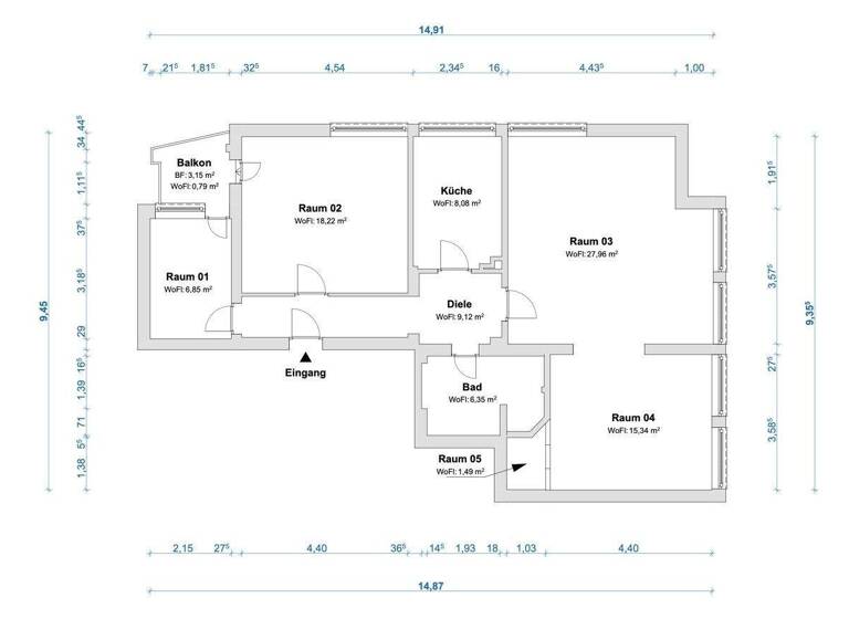 Wohnung zum Kauf 269.000 € 3,5 Zimmer 94,2 m² 1. Geschoss Findorff-Bürgerweide Bremen 28215