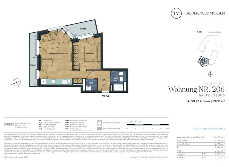 Wohnung zum Kauf 839.000 € 2 Zimmer 59,8 m²<br/>Wohnfläche 9.<br/>Geschoss Truderinger Straße 58 Berg am Laim München 81673