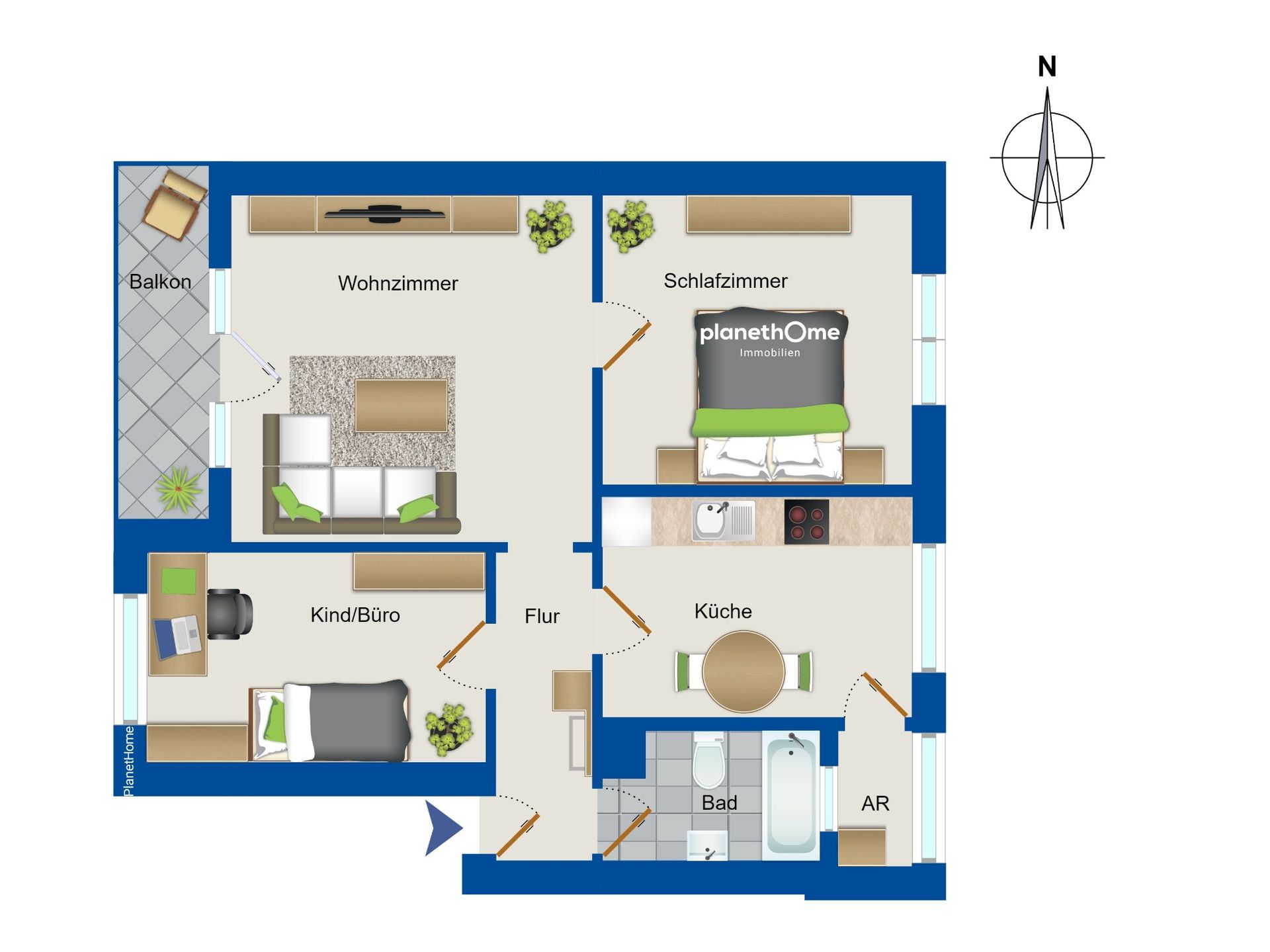 Wohnung zum Kauf 219.000 € 3 Zimmer 64,8 m²<br/>Wohnfläche 1.<br/>Geschoss Hochheim Hochheim am Main 65239