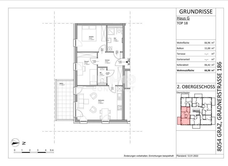 Wohnung zur Miete 701 € 3 Zimmer 66,4 m² 2. Geschoss Gradnerstraße 186 G Straßgang Graz 8054