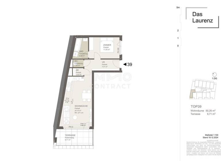 Wohnung zur Miete - Erstbezug 855 € 2 Zimmer 50,3 m² Wien 1110
