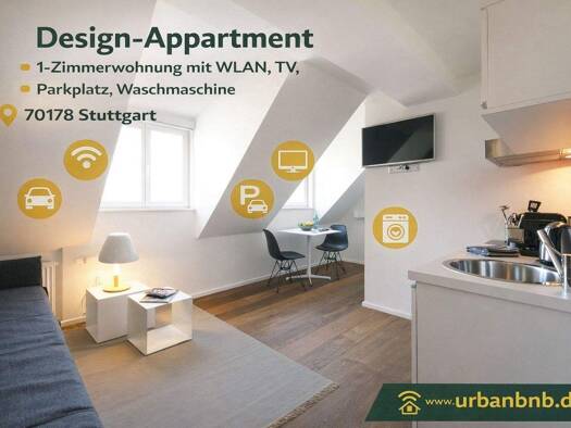 Wohnung zur Miete Wohnen auf Zeit 1.600 € 1 Zimmer 22 m² frei ab sofort Hauptstätter Straße 0 Mitte Stuttgart 70178