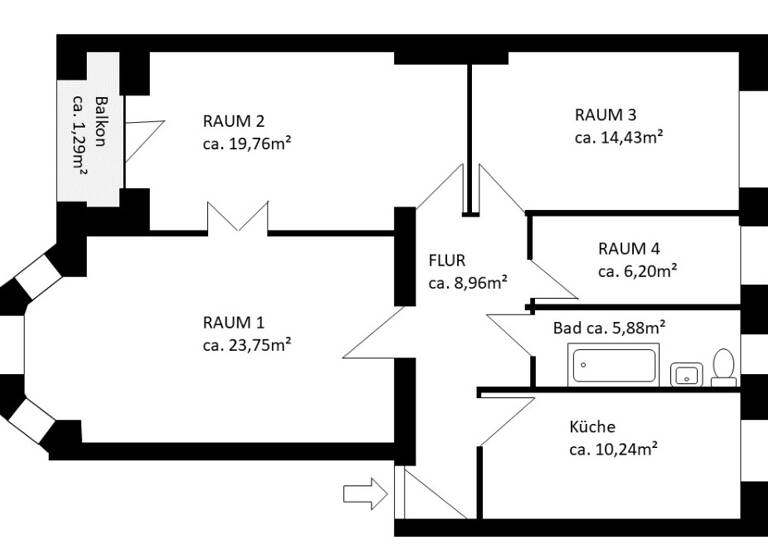 Wohnung zum Kauf 450.000 € 3,5 Zimmer 90 m² 2. Geschoss Neukölln Berlin 12045
