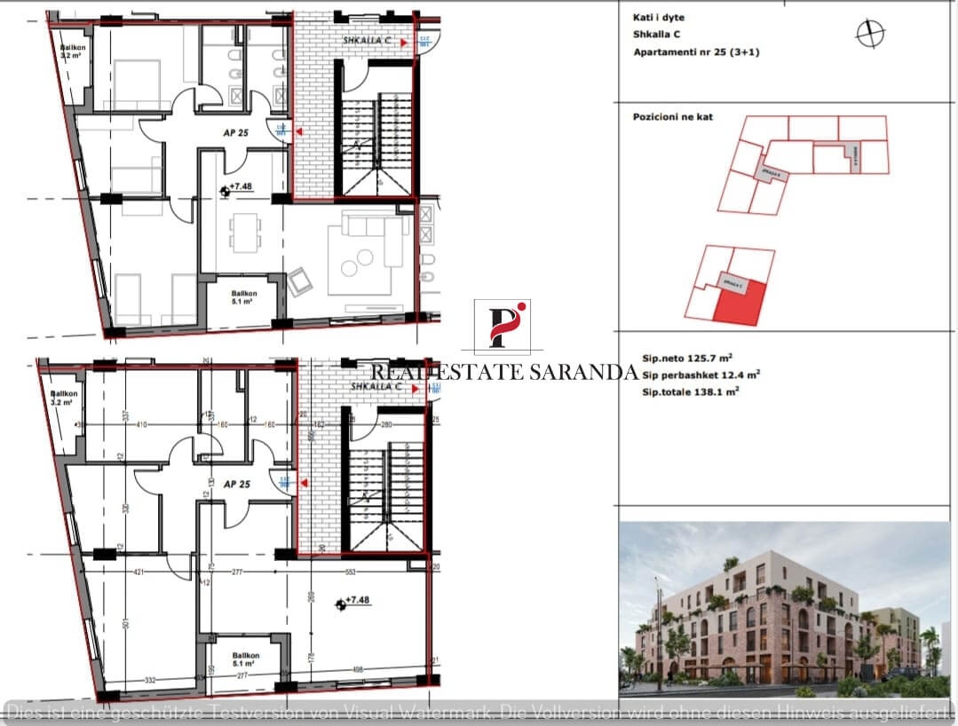 Wohnung zum Kauf 207.150 € 3 Zimmer 138,1 m²<br/>Wohnfläche 2.<br/>Geschoss Saranda 9701