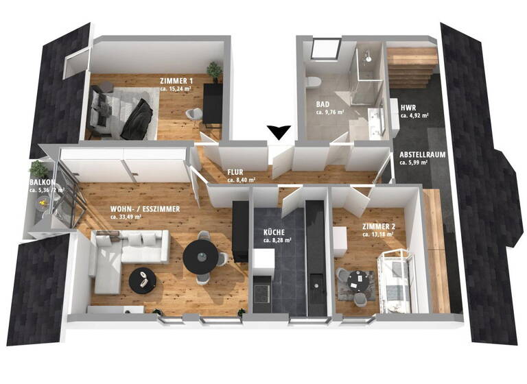 Wohnung zum Kauf provisionsfrei 349.000 € 3,5 Zimmer 96 m²<br/>Wohnfläche Dachgeschoss, 2.<br/>Geschoss Weidenweg 1 Wiesloch Wiesloch 69168
