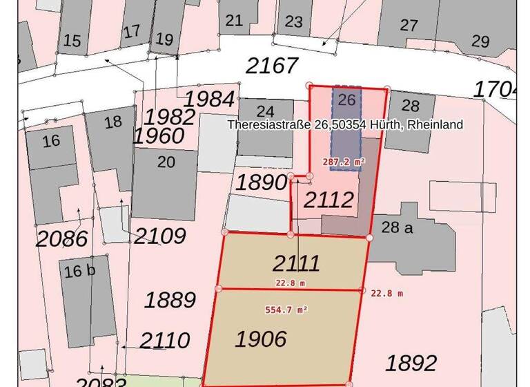 Grundstück zum Kauf 439.000 € 843 m² Grundstück Theresiastr. 26 Alstädten/Burbach Hürth / Alstädten 50354
