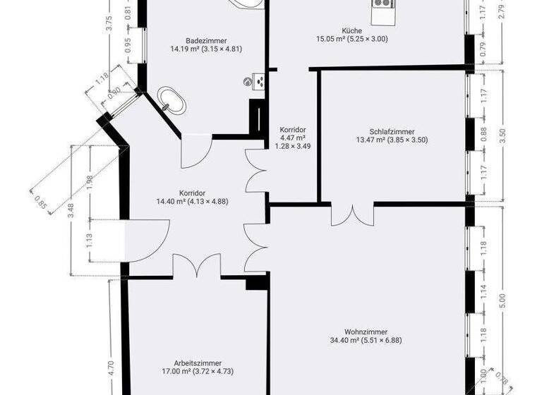 Wohnung zur Miete 800 € 3 Zimmer 113 m² 2. Geschoss Freiberg 09599