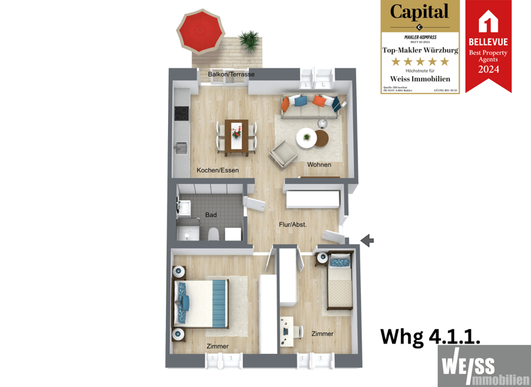 Wohnung zum Kauf provisionsfrei 381.873 € 3 Zimmer 76,5 m² 1. Geschoss Hilpoltstein 91161