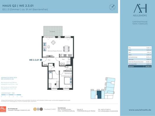 Wohnung zur Miete 1.517 € 3 Zimmer 91 m² frei ab sofort Gartenstraße Österberg Tübingen 72074