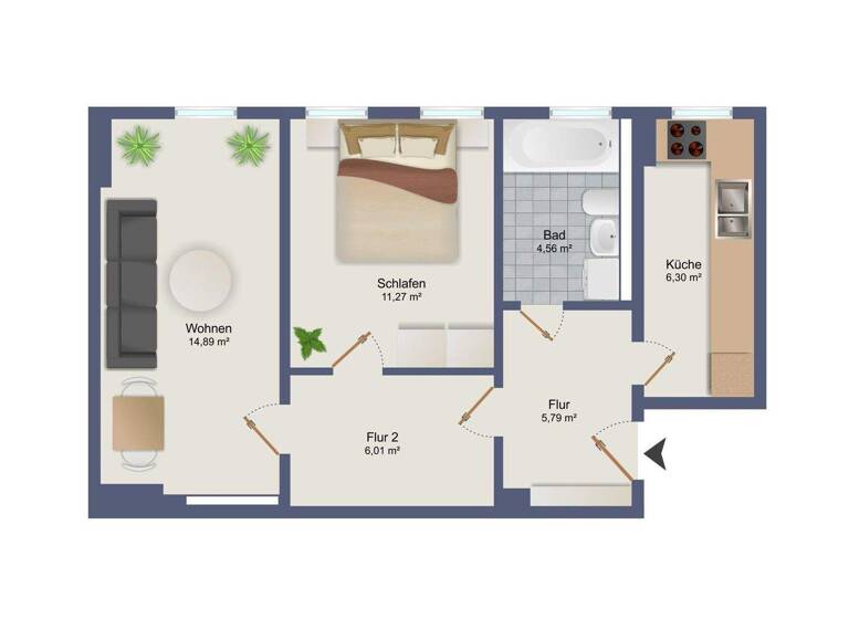 Wohnung zum Kauf 118.000 € 2 Zimmer 49,8 m² Löbtau-Nord Dresden 01159