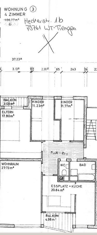 Wohnung zur Miete 950 € 4 Zimmer 107 m²<br/>Wohnfläche 2.<br/>Geschoss Tiengen Waldshut-Tiengen 79761