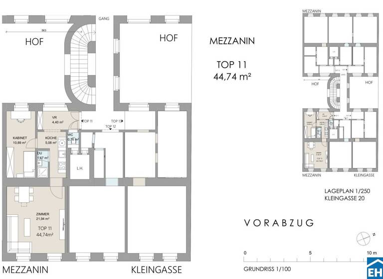 Wohnung zum Kauf 299.000 € 2 Zimmer 44,7 m² 1. Geschoss Kleingasse Wien 1030