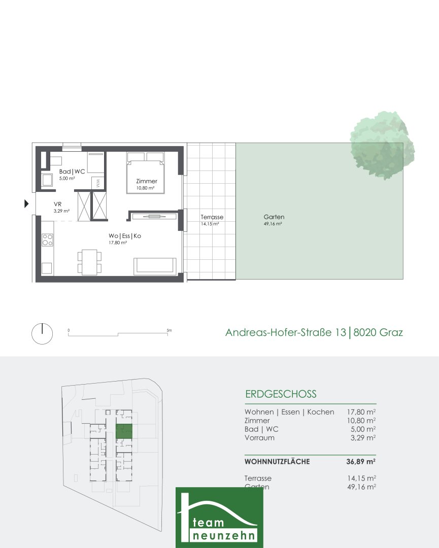 Wohnung zum Kauf 223.058 € 2 Zimmer 36,8 m²<br/>Wohnfläche EG<br/>Geschoss Andreas-Hofer-Straße 13 Eggenberg Graz 8020