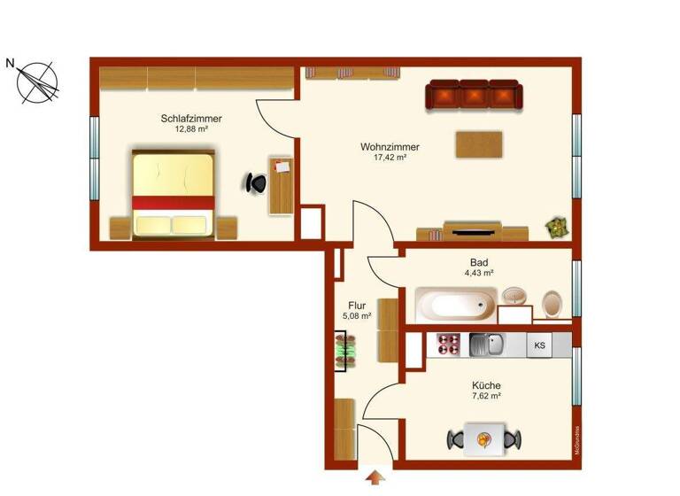 Wohnung zum Kauf 125.000 € 2 Zimmer 47 m² 3. Geschoss Gruna Dresden 01277