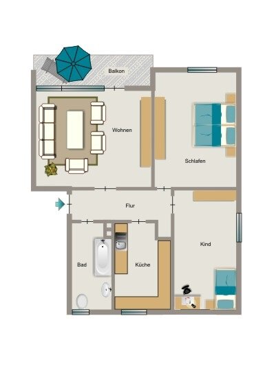 Wohnung zur Miete 533 € 3,5 Zimmer 65 m²<br/>Wohnfläche 1.<br/>Geschoss Eick Moers 47445