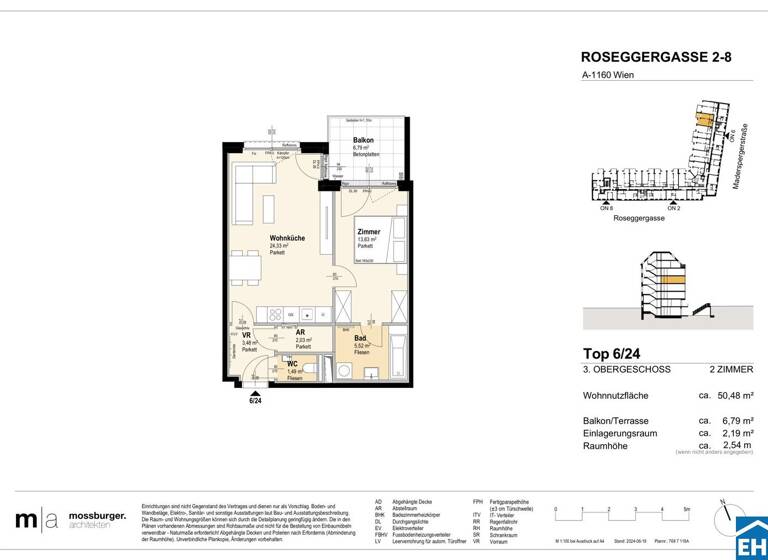 Wohnung zum Kauf - Erstbezug 339.400 € 2 Zimmer 50,5 m² 3. Geschoss Roseggergasse Wien 1160
