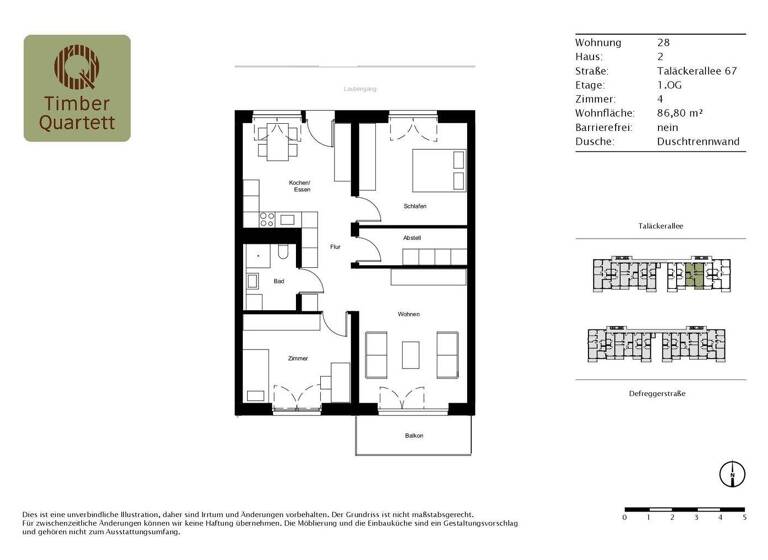 Wohnung zur Miete 611 € 4 Zimmer 86,8 m² 1. Geschoss Taläckerallee 67 Künzelsau 74653