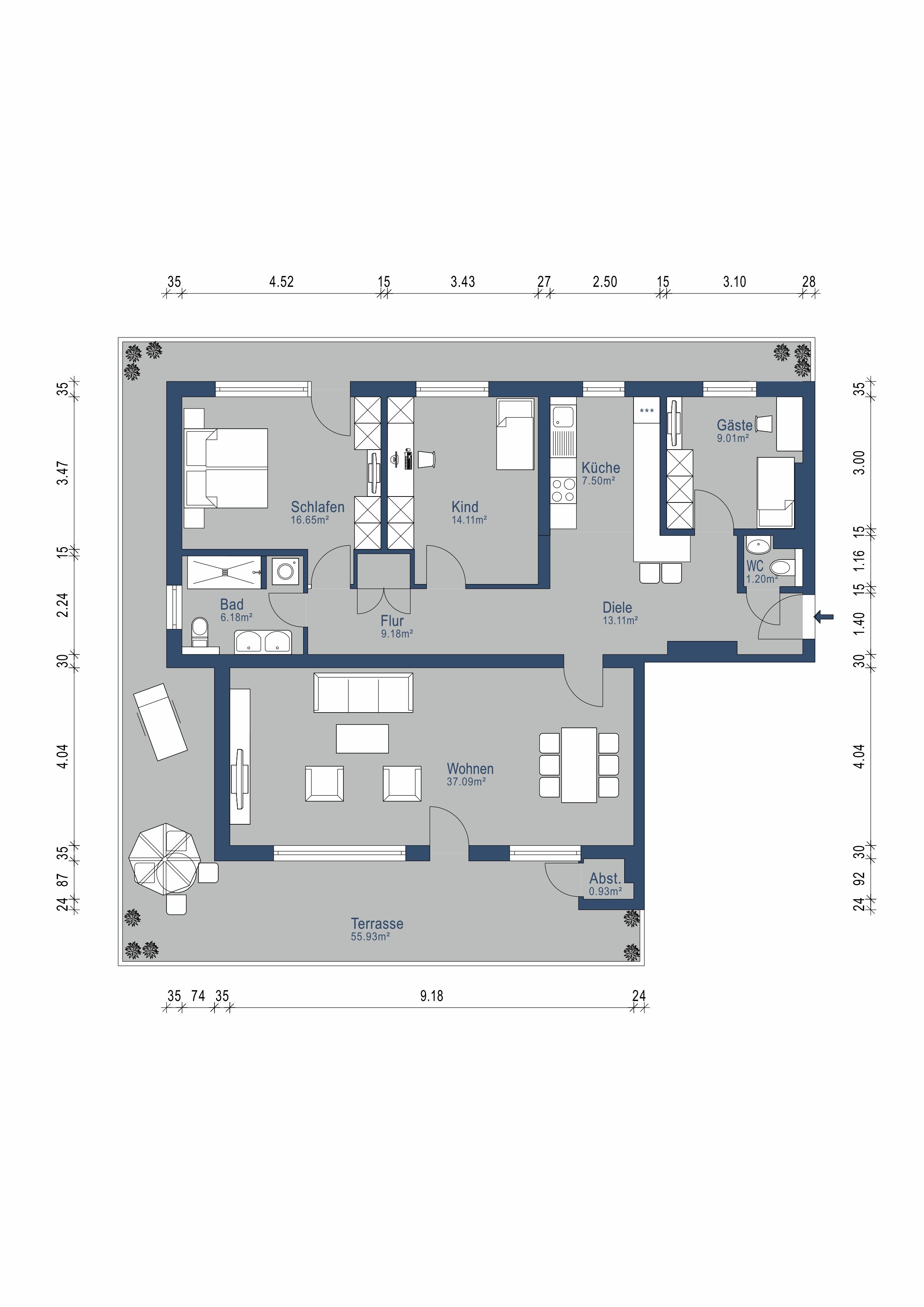 Penthouse zur Miete 2.750 € 4 Zimmer 142,3 m²<br/>Wohnfläche 2.<br/>Geschoss Solln München 81479