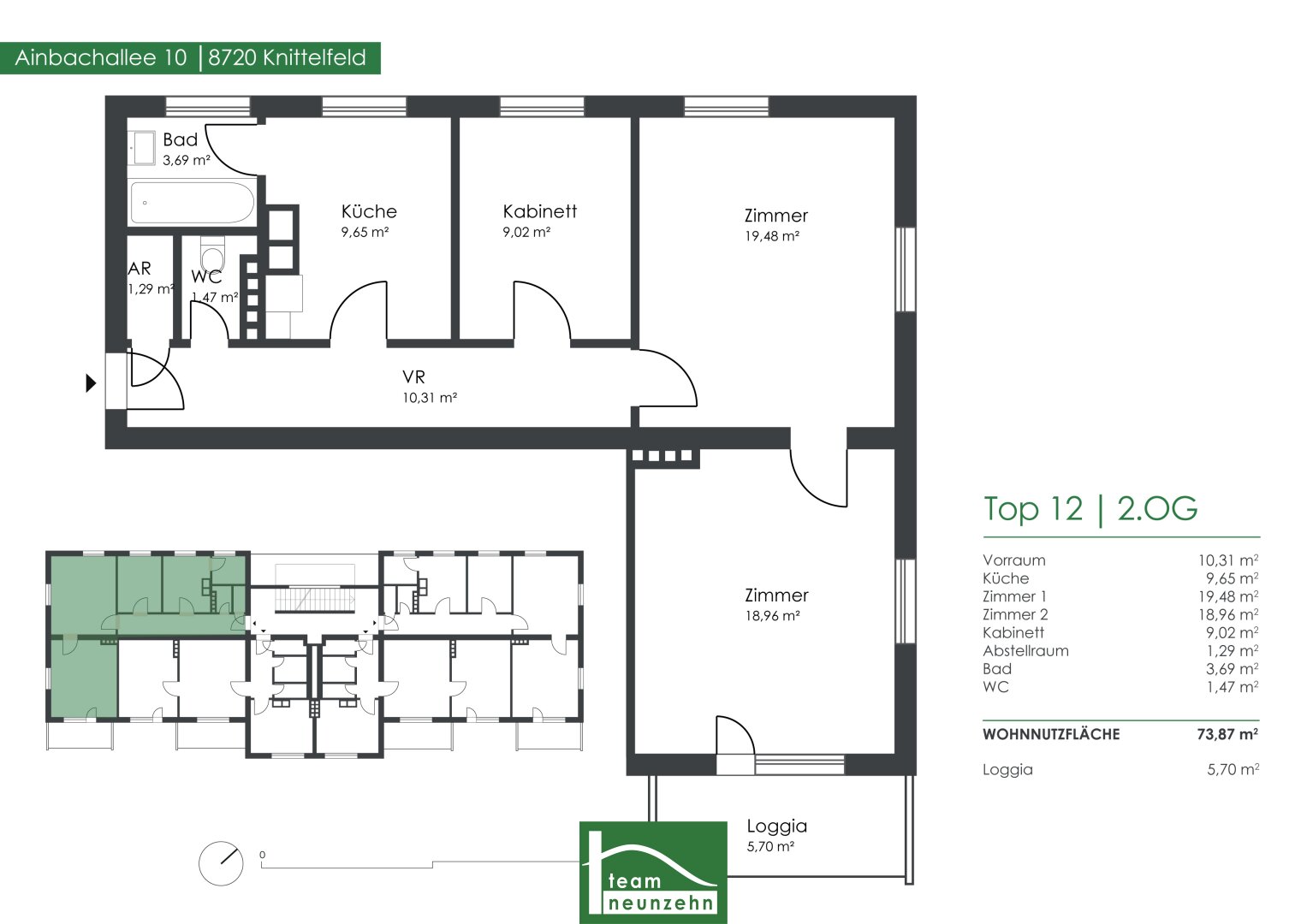 Wohnung zum Kauf 75.000 € 4 Zimmer 73,3 m²<br/>Wohnfläche 2.<br/>Geschoss Ainbachallee 10 Knittelfeld 8720