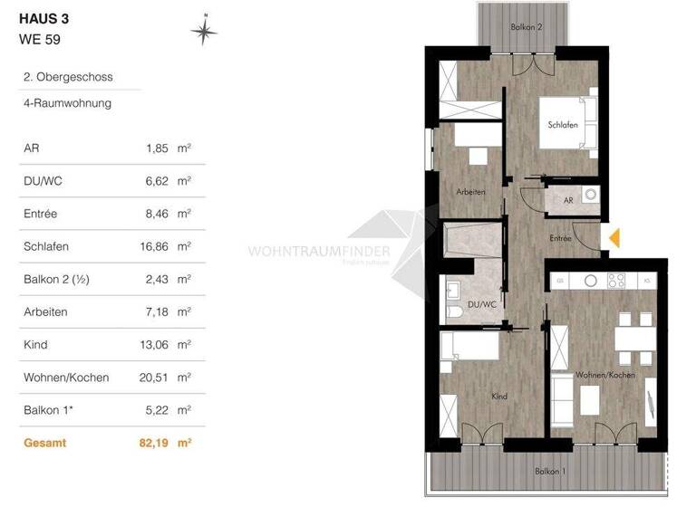 Wohnung zur Miete - Erstbezug 1.253 € 4 Zimmer 82,2 m² 2. Geschoss frei ab 01.03.2026 Unritzstraße 38 Rabenstein Chemnitz 09117