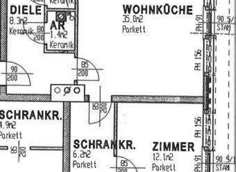 Wohnung zur Miete 714 € 3 Zimmer 84,5 m² 2. Geschoss Eggenberger Allee Eggenberg Graz 8020