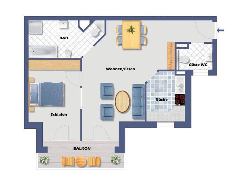 Wohnung zum Kauf 278.000 € 2,5 Zimmer 68 m² Achern 77855
