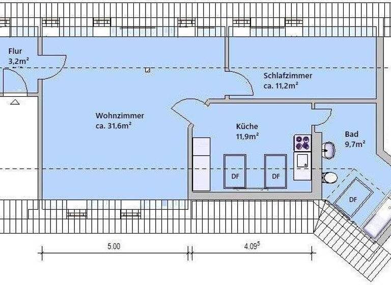 Wohnung zur Miete 390 € 2 Zimmer 67,6 m² 3. Geschoss frei ab sofort Altenburg 04600