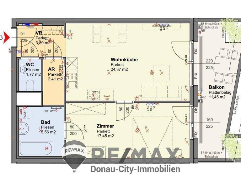 Wohnung zum Kauf 360.000 € 2 Zimmer 56 m² 6. Geschoss frei ab 14.01.2027 Wien 1100