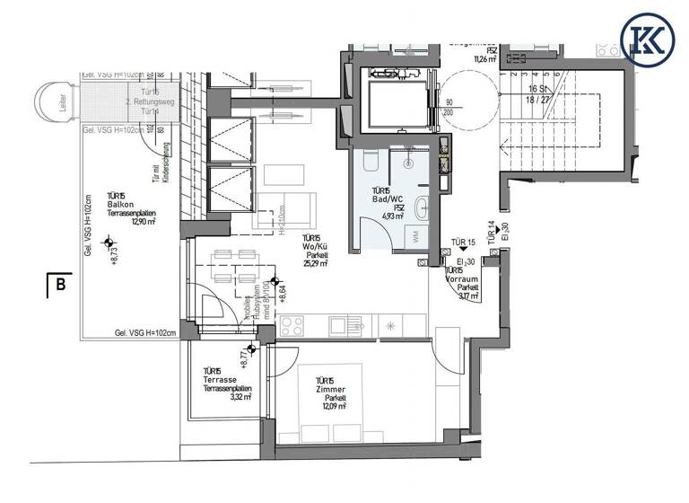 Wohnung zum Kauf - Erstbezug 279.000 € 2 Zimmer 45,5 m² Wien, Donaustadt 1220